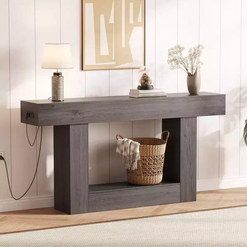 Consolle Moderna per Ingresso, Tavolo da Divano con Cassetti, Tavolo da Corridoio Lungo 160 cm Dietro il Divano, Design in Legno Spesso per Soggiorno, Corridoio