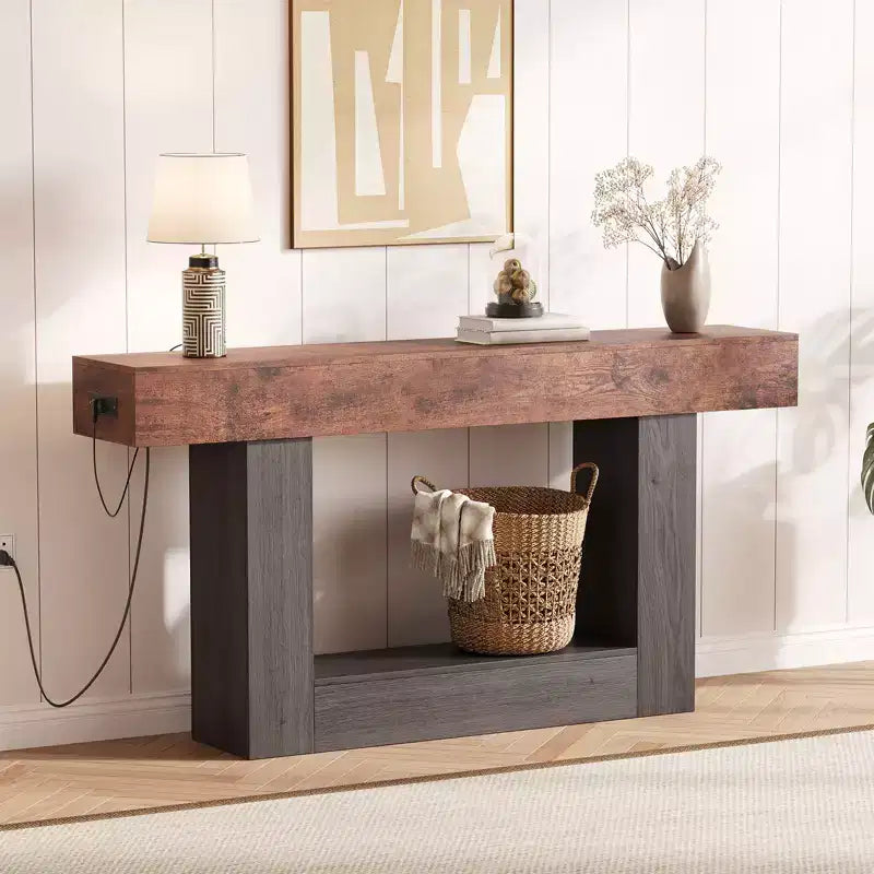 Consolle Moderna per Ingresso, Tavolo da Divano con Cassetti, Tavolo da Corridoio Lungo 160 cm Dietro il Divano, Design in Legno Spesso per Soggiorno, Corridoio