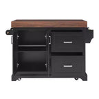 Carrello da Cucina con Isola e Piano di Lavoro Effetto Legno, 2 Cassetti, Mobiletto e Portaspezie