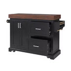 Carrello da Cucina con Isola e Piano di Lavoro Effetto Legno, 2 Cassetti, Mobiletto e Portaspezie