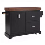 Carrello da Cucina con Isola e Piano di Lavoro Effetto Legno, 2 Cassetti, Mobiletto e Portaspezie