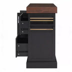 Carrello da Cucina con Isola e Piano di Lavoro Effetto Legno, 2 Cassetti, Mobiletto e Portaspezie