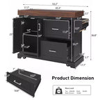 Carrello da Cucina con Isola e Piano di Lavoro Effetto Legno, 2 Cassetti, Mobiletto e Portaspezie