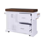 Carrello da Cucina con Isola e Piano di Lavoro Effetto Legno, 2 Cassetti, Mobiletto e Portaspezie