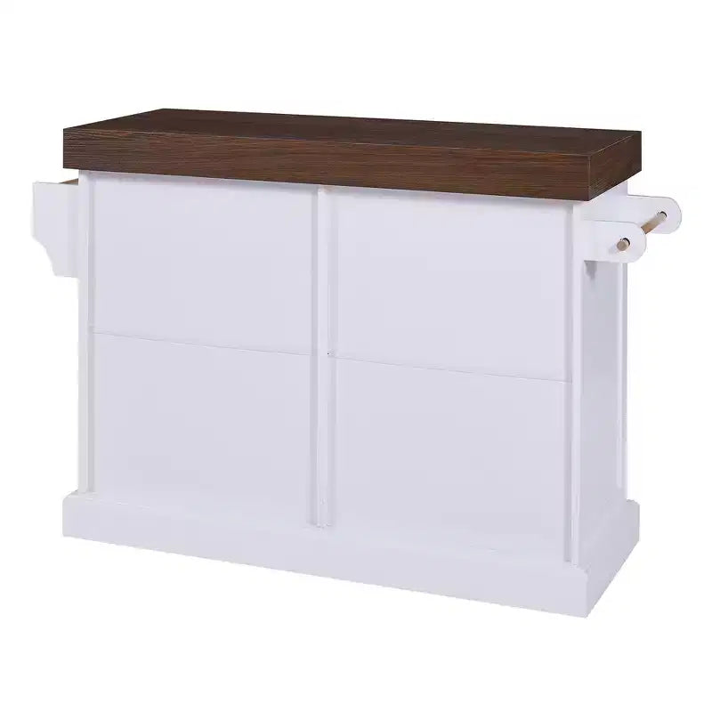 Carrello da Cucina con Isola e Piano di Lavoro Effetto Legno, 2 Cassetti, Mobiletto e Portaspezie