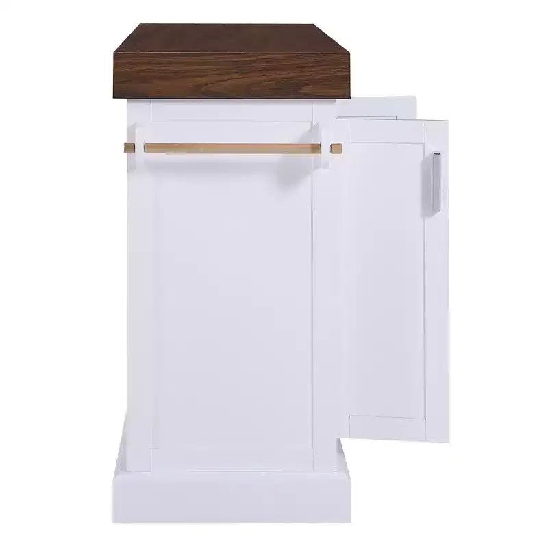 Carrello da Cucina con Isola e Piano di Lavoro Effetto Legno, 2 Cassetti, Mobiletto e Portaspezie
