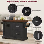 Carrello da Cucina con Isola e Piano di Lavoro Effetto Legno, 2 Cassetti, Mobiletto e Portaspezie