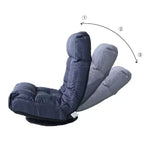 Poltrona Girevole da Terra con Pouf, Poltrona Relax Reclinabile Regolabile con Poggiapiedi, Sedia Gaming per Meditazione per Soggiorno Camera da Letto, Blu