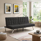 FurnitureR Fabric Convertible Futon Sofa Bed, Modern Adjustable Sleeper Couch with Tufted Cushion, Small Space Living Room Guest Bed Sofa