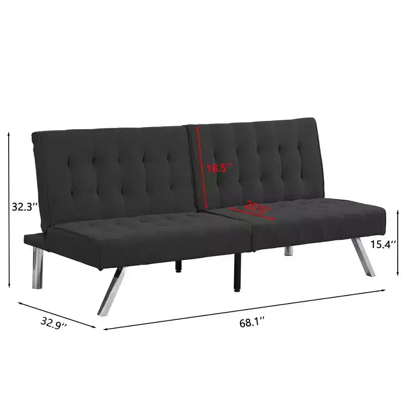 Divano Letto Futon Convertibile in Tessuto, Divano Letto Moderno Regolabile con Cuscino Trapuntato, Divano Letto per Ospiti per Piccoli Spazi in Soggiorno