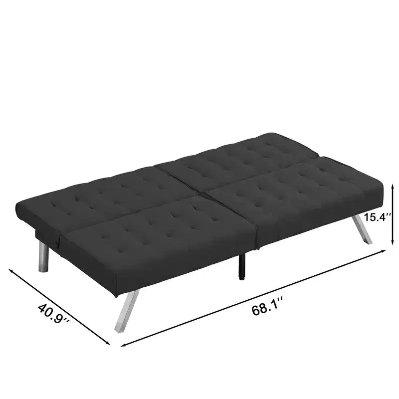 Divano Letto Futon Convertibile in Tessuto, Divano Letto Moderno Regolabile con Cuscino Trapuntato, Divano Letto per Ospiti per Piccoli Spazi in Soggiorno
