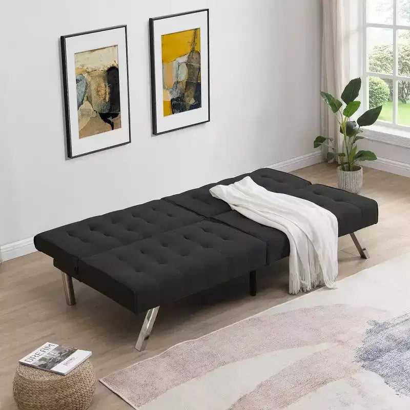 Divano Letto Futon Convertibile in Tessuto, Divano Letto Moderno Regolabile con Cuscino Trapuntato, Divano Letto per Ospiti per Piccoli Spazi in Soggiorno