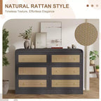 Cassettiera alta in rattan a 6 cassetti da 31" moderna per camera da letto e soggiorno