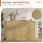 Cassettiera alta in rattan a 6 cassetti da 31" moderna per camera da letto e soggiorno