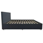 Letto a piattaforma imbottito in lino Everleigh con 4 cassetti contenitore