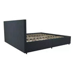 Letto a piattaforma imbottito in lino Everleigh con 4 cassetti contenitore
