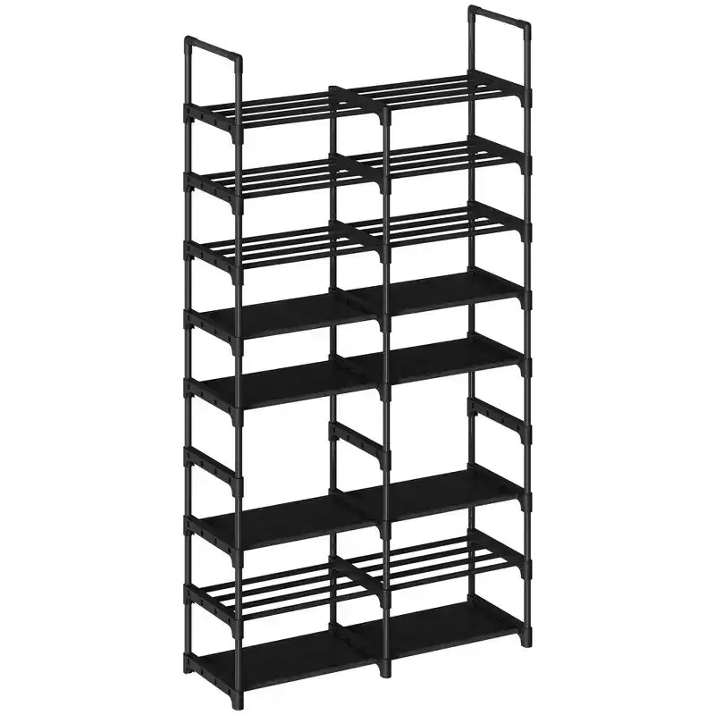 Tall 8-Tier Metal Shoe Rack Organizer Space-Saving Entryway Closet Storage Removable Fabric Shelves Sturdy Boot Shoe Holder