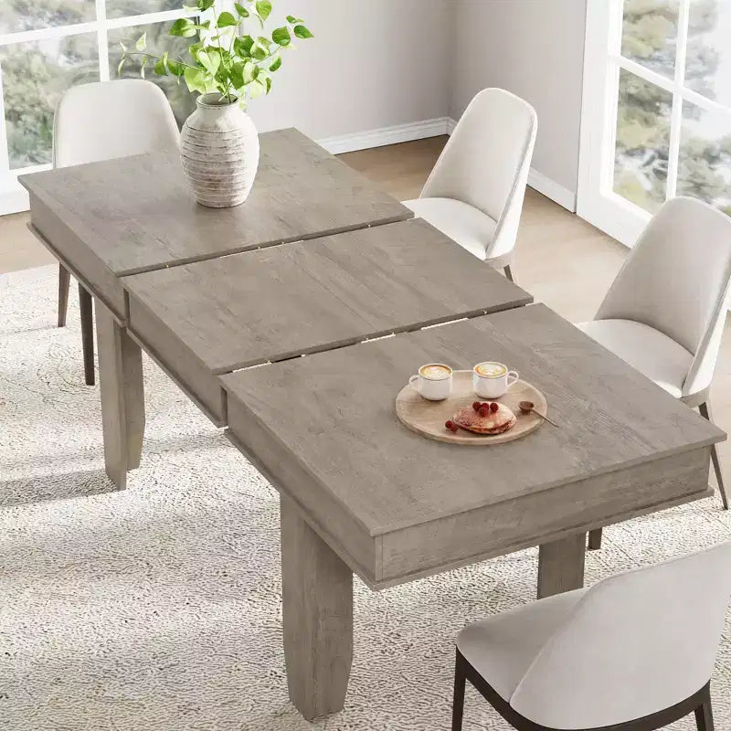 Tavolo da Pranzo Allungabile con Robusta Struttura in Legno per Sala da Pranzo, Cucina