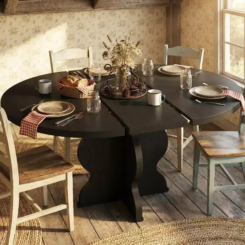 Tavolo da Pranzo Allungabile con Robusta Struttura in Legno per Sala da Pranzo, Cucina