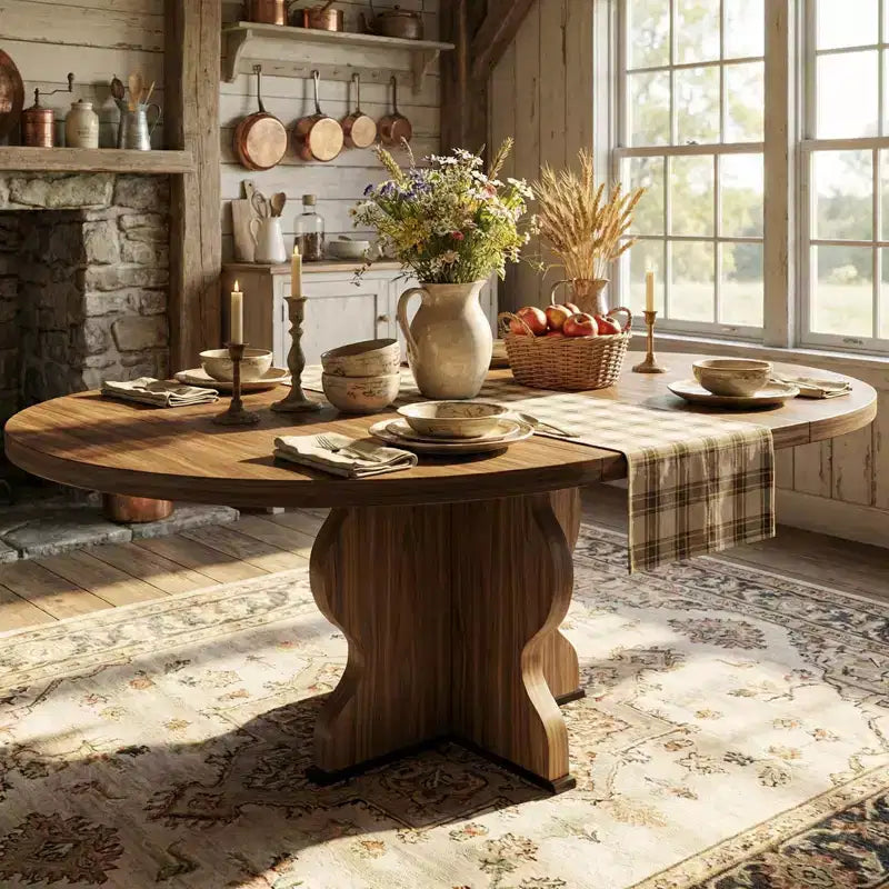 Tavolo da Pranzo Allungabile con Robusta Struttura in Legno per Sala da Pranzo, Cucina