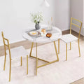 2-Person Round Kitchen Table Set  Modern Dining Table with 2 Chairs, Metal Frame  for Small Spaces, Apartment