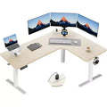 HUANUO 63 In Dual Motor L-Shaped Standing Desk, Built-in Power Outlets, Electric Height Adjustable Corner Computer Desk, Sit Stand Up Desk