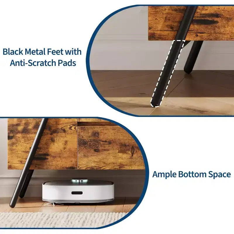 Mobile Porta TV per Televisori Fino a 60 pollici, Moderno Centro di Intrattenimento con Cassetti e Gambe Metalliche a U, Consolle Multimediale per Soggiorno
