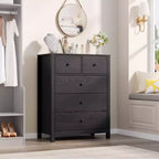 Comò moderno in rovere naturale, con 5 cassetti profondi, doppio cassettone in legno per camera da letto, cameretta, ingresso, corridoio