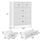 Comò moderno in rovere naturale, con 5 cassetti profondi, doppio cassettone in legno per camera da letto, cameretta, ingresso, corridoio