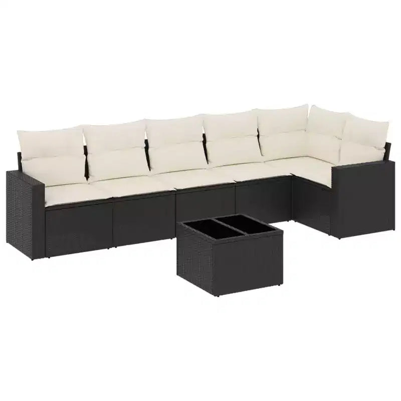 vidaXL Garden Sofa Set Black and Cream White