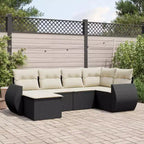 Divano da Giardino Nero in Rattan PE Grande Modulare 6 Pezzi