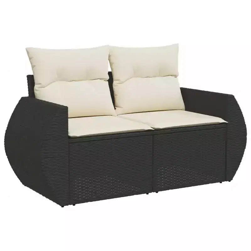 Divano da Giardino Nero in Rattan PE Grande Modulare 6 Pezzi
