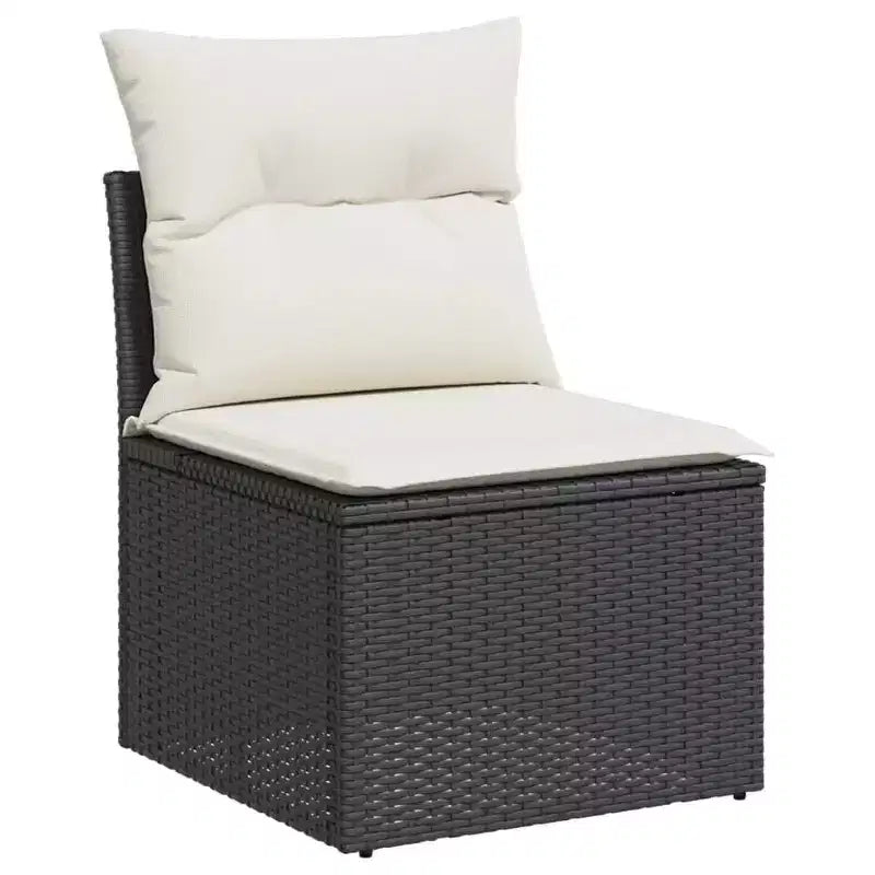 Divano da Giardino Nero in Rattan PE Grande Modulare 6 Pezzi