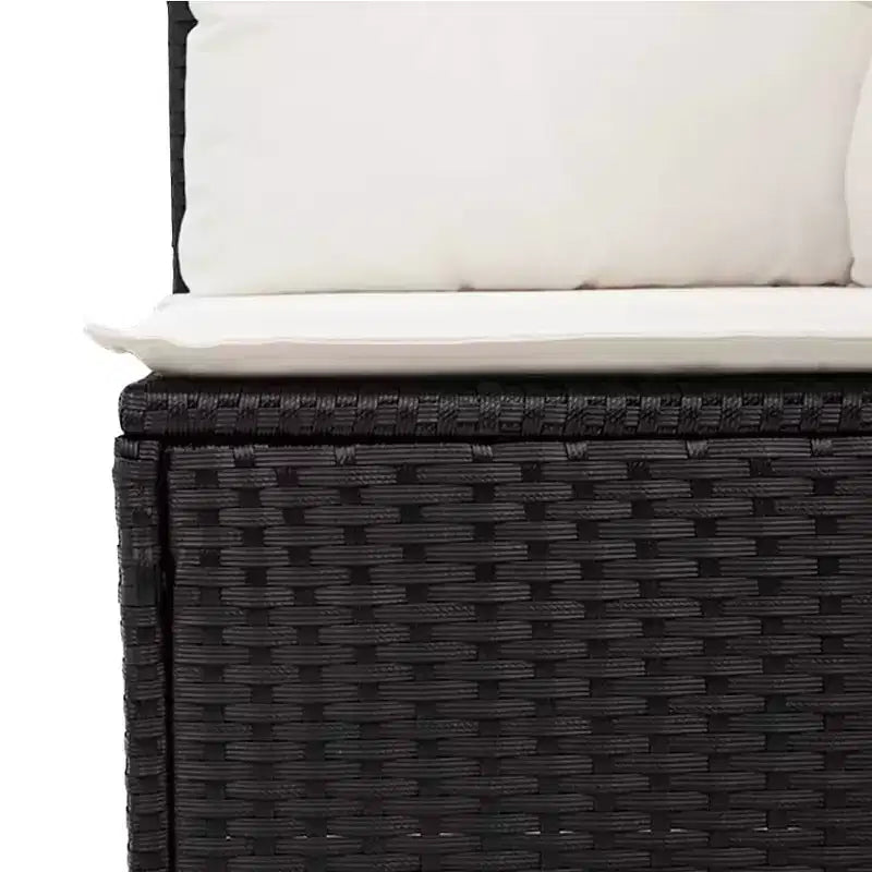 Divano da Giardino Nero in Rattan PE Grande Modulare 6 Pezzi