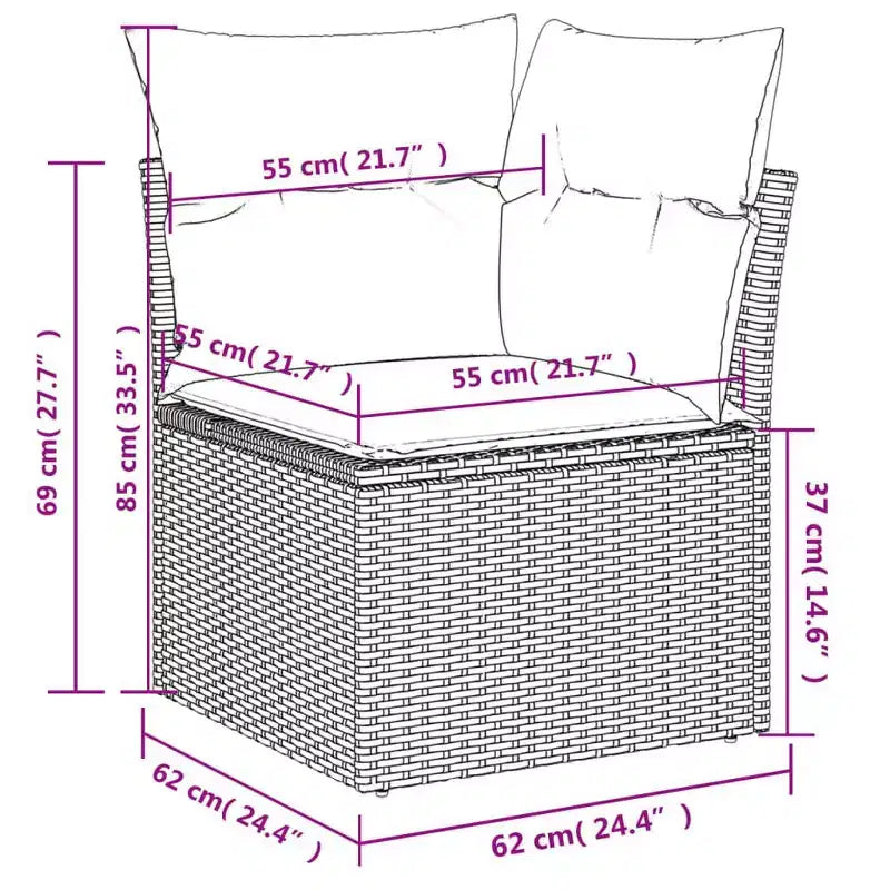 Divano da Giardino Nero in Rattan PE Grande Modulare 6 Pezzi
