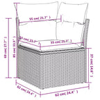 Divano da Giardino Nero in Rattan PE Grande Modulare 6 Pezzi