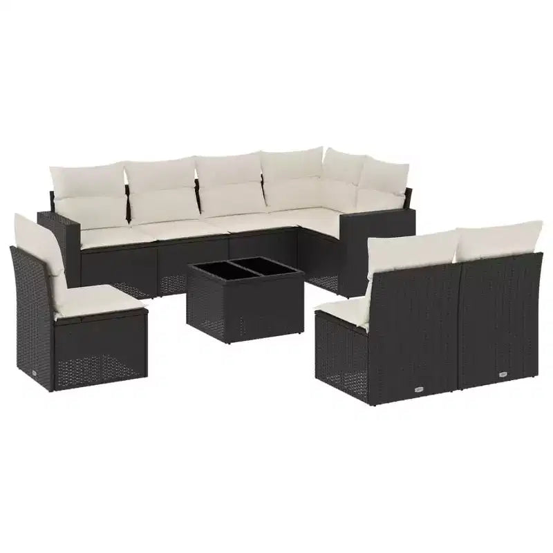 vidaXL Garden Sofa Set Black, Cream White