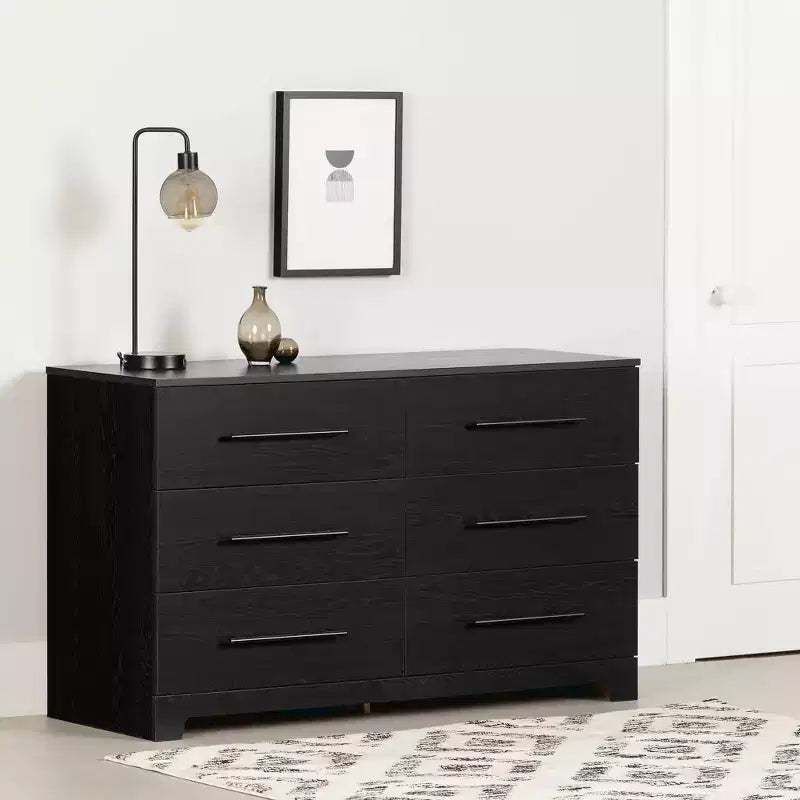 Cassettiera doppia a 6 cassetti Rovere Nero