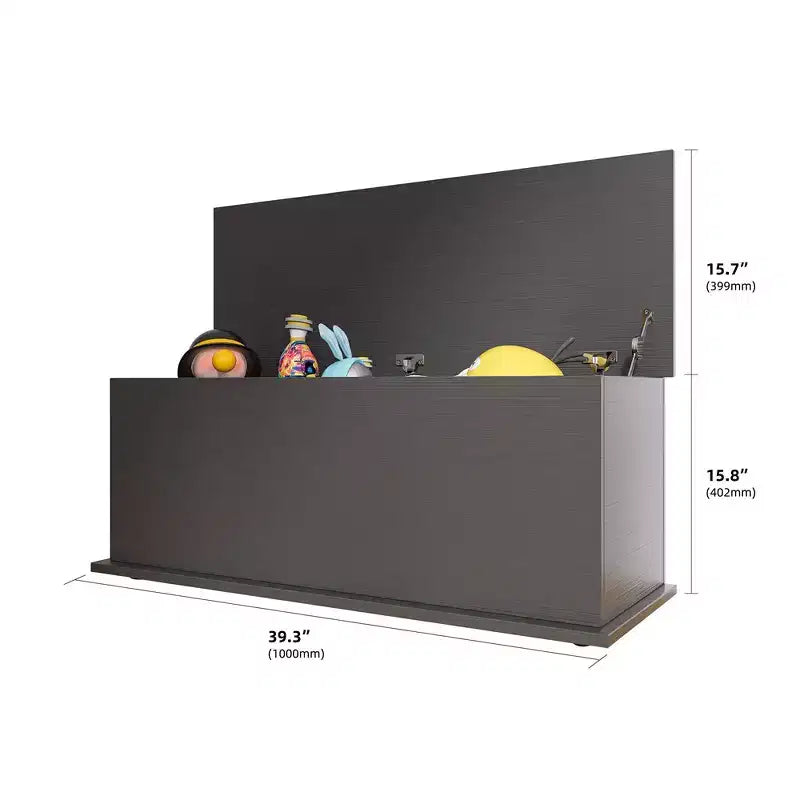 Cassa Contenitore con Coperchio Sollevabile in Legno, Baule Organizer Retro con Cerniera di Sicurezza, 100 x 41 x 40 cm