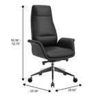 Sedia da ufficio Summit High-Back in pelle vegana con telaio in alluminio, girevole e inclinabile, sedia ergonomica regolabile da scrivania per ufficio domestico