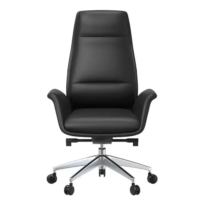 Sedia da ufficio Summit High-Back in pelle vegana con telaio in alluminio, girevole e inclinabile, sedia ergonomica regolabile da scrivania per ufficio domestico