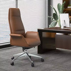 Sedia da ufficio Summit High-Back in pelle vegana con telaio in alluminio, girevole e inclinabile, sedia ergonomica regolabile da scrivania per ufficio domestico
