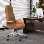 Sedia da ufficio Summit High-Back in pelle vegana con telaio in alluminio, girevole e inclinabile, sedia ergonomica regolabile da scrivania per ufficio domestico