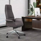 Sedia da ufficio Summit High-Back in pelle vegana con telaio in alluminio, girevole e inclinabile, sedia ergonomica regolabile da scrivania per ufficio domestico