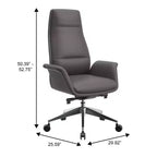 Sedia da ufficio Summit High-Back in pelle vegana con telaio in alluminio, girevole e inclinabile, sedia ergonomica regolabile da scrivania per ufficio domestico