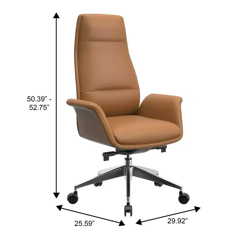 Sedia da ufficio Summit High-Back in pelle vegana con telaio in alluminio, girevole e inclinabile, sedia ergonomica regolabile da scrivania per ufficio domestico
