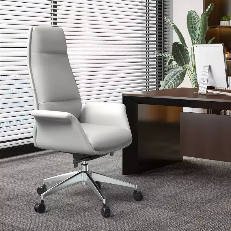 Sedia da ufficio Summit High-Back in pelle vegana con telaio in alluminio, girevole e inclinabile, sedia ergonomica regolabile da scrivania per ufficio domestico