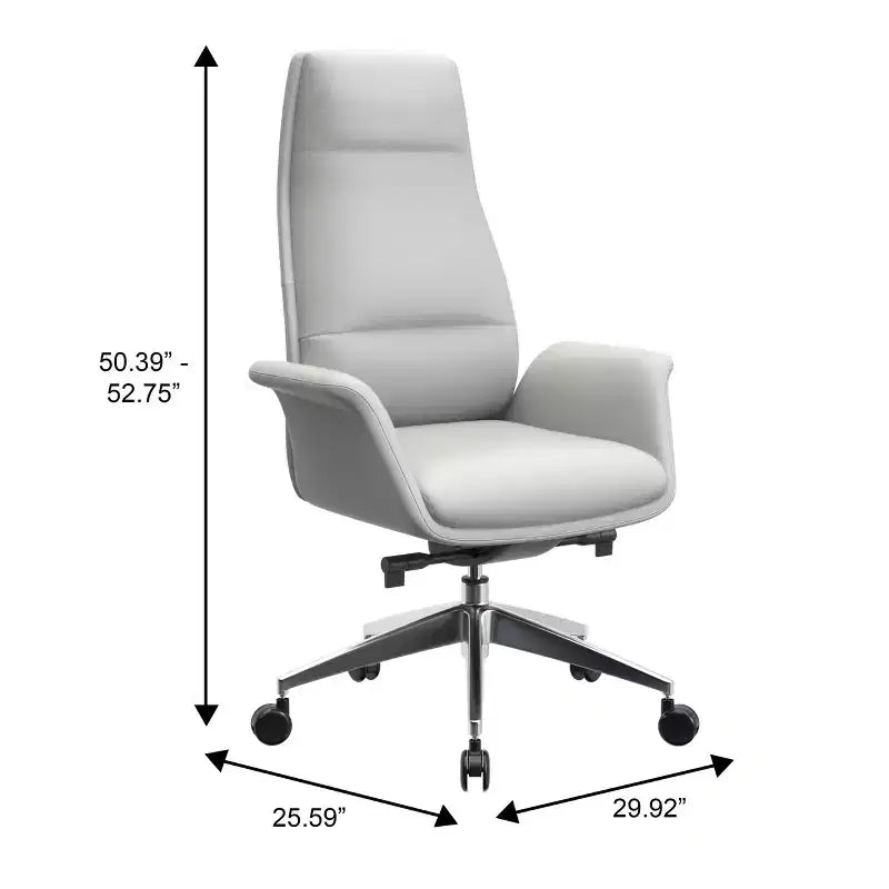 Sedia da ufficio Summit High-Back in pelle vegana con telaio in alluminio, girevole e inclinabile, sedia ergonomica regolabile da scrivania per ufficio domestico