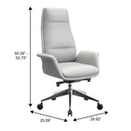 Sedia da ufficio Summit High-Back in pelle vegana con telaio in alluminio, girevole e inclinabile, sedia ergonomica regolabile da scrivania per ufficio domestico