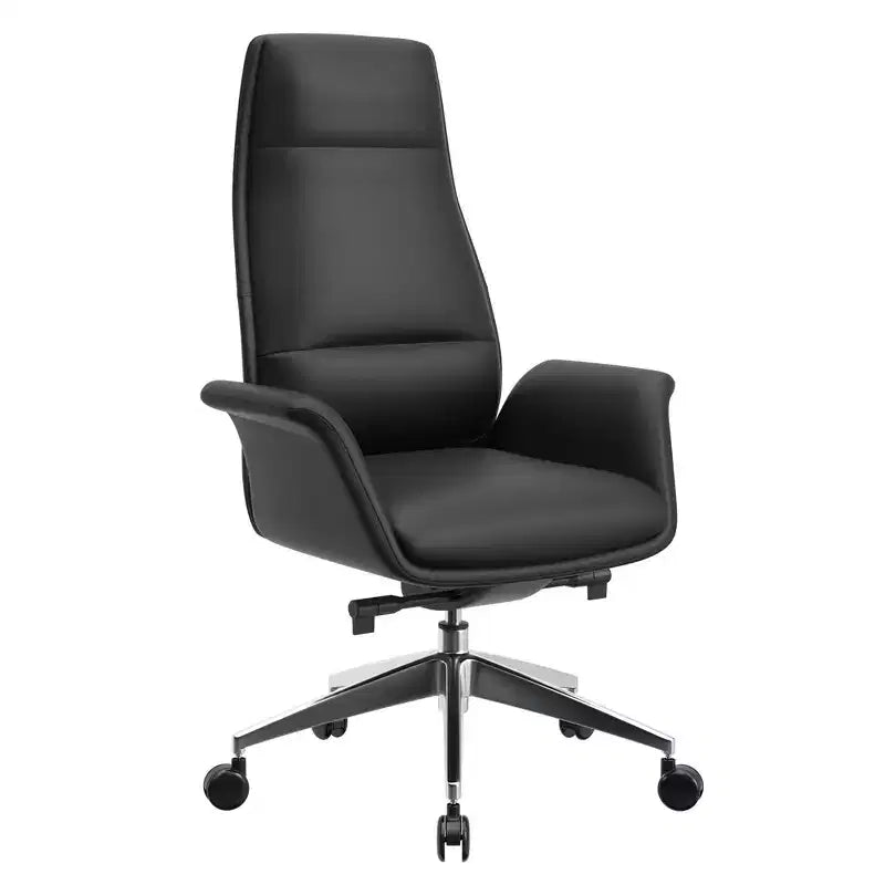 Sedia da ufficio Summit High-Back in pelle vegana con telaio in alluminio, girevole e inclinabile, sedia ergonomica regolabile da scrivania per ufficio domestico